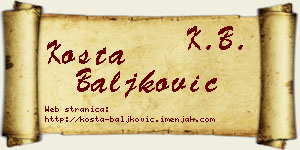 Kosta Baljković vizit kartica